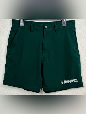 Tony Hawk Mens Shorts 32 Green Stretch Performance Zip Pockets Skater